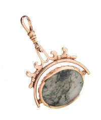 9CT ROSE GOLD AGATE-SET SWIVEL FOB at Ross's Online Art Auctions