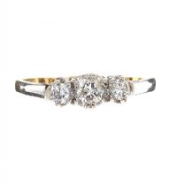 18CT GOLD AND PLATINUM DIAMOND THREE STONE RING at Ross's Online Art Auctions