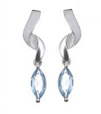 STERLING SILVER DROP EARRINGS SET WITH BLUE TOPAZ at Ross's Online Art Auctions