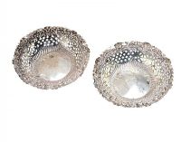 PAIR OF ANTIQUE STERLING SILVER BON BON DISHES at Ross's Online Art Auctions