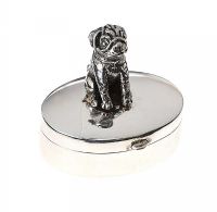 STERLING SILVER PILL BOX WITH DOG DESIGN at Ross's Online Art Auctions