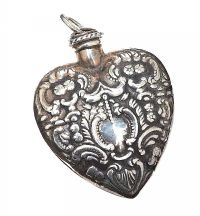 STERLING SILVER HEART-SHAPED PERFUME HOLDER at Ross's Online Art Auctions