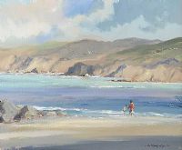 PLAYING ON THE BEACH, WEST OF IRELAND by George K. Gillespie at Ross's Online Art Auctions