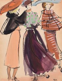 WINTER STYLE, THREE FASHION MODELS by Gladys Maccabe HRUA at Ross's Online Art Auctions