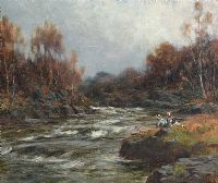 CHILDREN FISHING THE RIVER by Thomas Hope McKay at Ross's Online Art Auctions