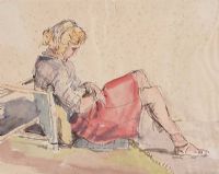 GIRL RESTING by Maurice Canning Wilks ARHA RUA at Ross's Online Art Auctions