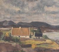 THATCHED COTTAGE, DONEGAL by Irish School at Ross's Online Art Auctions
