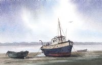 TUG BOAT ON THE RIVER ORWELL, SUFFOLK by John Coward at Ross's Online Art Auctions