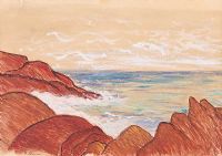 RED ROCKS & SEA by Irish School at Ross's Online Art Auctions