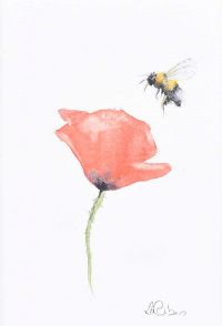 POPPY & BUMBLE BEE by Lawrence Chambers at Ross's Online Art Auctions