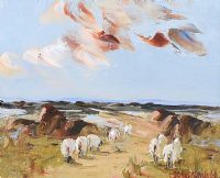 SHEEP ON THE PATH BY THE SEA by Thelma Mansfield at Ross's Online Art Auctions
