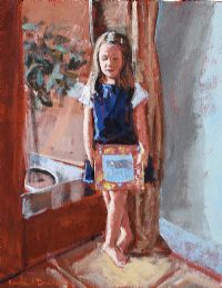 GIRL HOLDING A BOOK by Rowland Davidson at Ross's Online Art Auctions