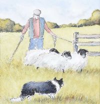TENDING SHEEP by Mary Hoey at Ross's Online Art Auctions