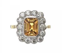 18CT GOLD YELLOW SAPPHIRE DIAMOND RING at Ross's Online Art Auctions