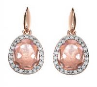 ROSE GOLD-TONE PEACH STONE AND DIAMANTE EARRINGS at Ross's Online Art Auctions