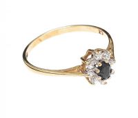9CT GOLD SAPPHIRE AND CUBIC ZIRCONIA RING at Ross's Online Art Auctions