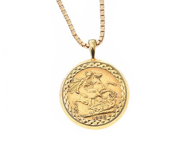 SOVEREIGN ON 9CT GOLD CHAIN
