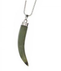 STERLING SILVER JADE TOOTH NECKLACE at Ross's Online Art Auctions