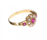 VICTORIAN 9CT GOLD PEARL AND RUBY RING at Ross's Online Art Auctions