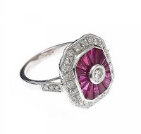 18CT WHITE GOLD RUBY AND DIAMOND TARGET RING at Ross's Online Art Auctions
