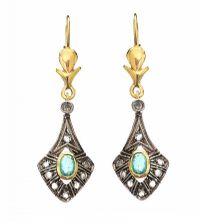9CT GOLD EMERALD AND DIAMOND DROP EARRINGS at Ross's Online Art Auctions