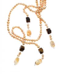 DOUBLE STRAND OF LEMON CITRINE AND TIGER EYE FRESHWATER PEARLS at Ross's Online Art Auctions