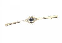 9CT GOLD SAPPHIRE AND DIAMOND BROOCH at Ross's Online Art Auctions