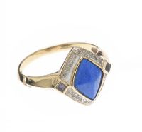 9CT GOLD LAPIS LAZULI, ONYX AND DIAMOND RING at Ross's Online Art Auctions