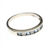 9CT WHITE GOLD TOPAZ AND DIAMOND BAND at Ross's Online Art Auctions