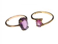 TWO 9CT GOLD AMETHYST RINGS at Ross's Online Art Auctions