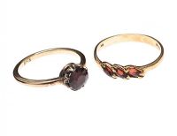 TWO 9CT GOLD GARNET RINGS at Ross's Online Art Auctions
