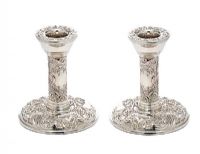 PAIR OF SILVER DWARF CANDLESTICK at Ross's Online Art Auctions