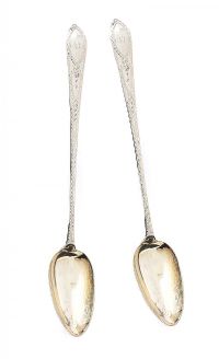 PAIR OF BRIGHT CUT SILVER STERLING SPOONS at Ross's Online Art Auctions