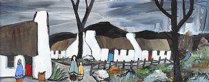 VILLAGE AT THE FOOT OF THE MOUNTAINS by Irish School at Ross's Online Art Auctions