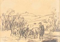DRIVING CATTLE by Charles McAuley at Ross's Online Art Auctions