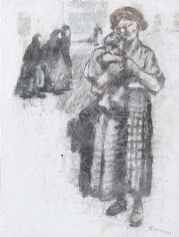 GIRL & BABY by William Conor RHA RUA at Ross's Online Art Auctions