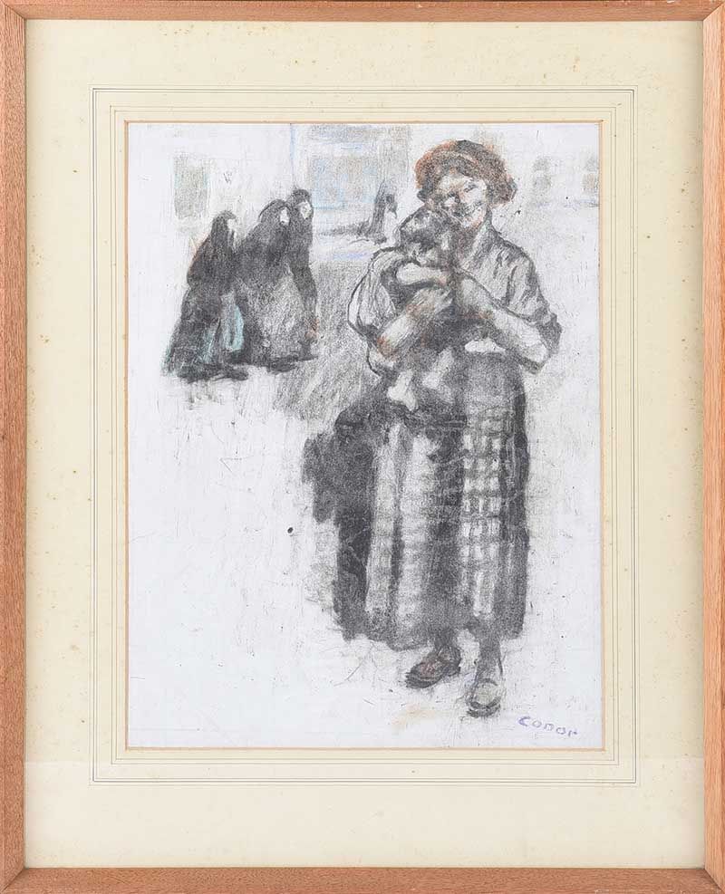 GIRL & BABY by William Conor RHA RUA at Ross's Online Art Auctions