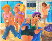 AT THE SWIMMING POOL by Stef Callaghan at Ross's Online Art Auctions