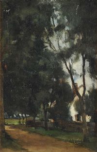 TREES BY THE PATH by Oliver Dennett Grover at Ross's Online Art Auctions