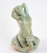 STRETCHING FEMALE & SNAKE by Hilary Bryson at Ross's Online Art Auctions