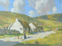 FEEDING THE CHICKENS, DONEGAL by Maurice Canning Wilks ARHA RUA at Ross's Online Art Auctions