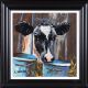 COW BY THE BLUE BUCKETS by Ronald Keefer at Ross's Online Art Auctions