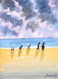 FAMILY WALK ON THE BEACH by John Ormsby at Ross's Online Art Auctions