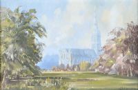 SALISBURY CATHEDRAL by G.L. Hughes at Ross's Online Art Auctions