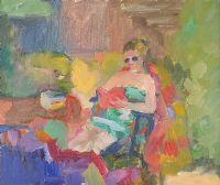 FIGURE IN A SUMMER GARDEN by Annelise Firth at Ross's Online Art Auctions