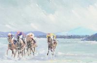 RACING AT DOWNINGS BEACH, DONEGAL by Sean Lorinyenko at Ross's Online Art Auctions