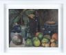 STILL LIFE, TWO DARK BOTTLES WITH FRUIT by Hilary Bryson at Ross's Online Art Auctions