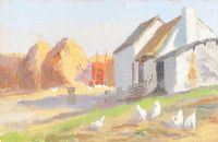 CHICKENS IN THE FARMYARD by Anne Primrose Jury HRUA at Ross's Online Art Auctions