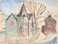 CHURCH IN WINTER by Marjorie Doreen Penson at Ross's Online Art Auctions