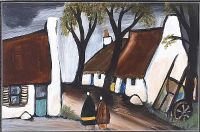 THE SHAWLIES ON THE PATH IN THE VILLAGE by Irish School at Ross's Online Art Auctions